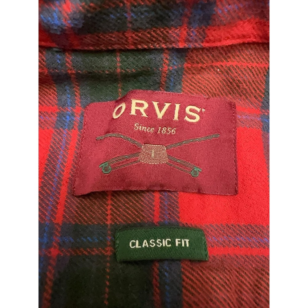 Orvis Perfect Flannel Shirt Mens Large Red Plaid Long Sleeve Button Up - Picture 6 of 11